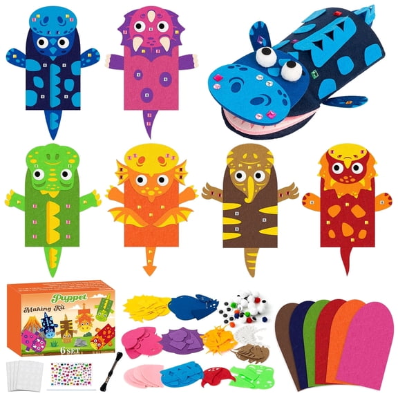 Laffact Making Dinosaur Hand Puppet Craft for Storytelling Props,6 Count
