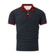 thumbnail image 5 of Mens Manga Corta Botón Abajo Camisas con Bolsillo de Impresión Solapa Cuello Gira Blusa de Suéter, 5 of 5