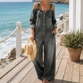 thumbnail image 3 of Edvintorg Denim Jumpsuit for Women Plus Size Adjustable Straps Long Sleeve Loose Casual Jean Jumpsuits Women's Clothes S-3XL Black, 3 of 6