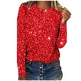 thumbnail image 2 of RYDCOT Womens Tops Clearance Sequin Tops for Women Long Sleeve Casual T Shirts Shirts for Women Loose Fit Ladies Tops and Blouses Sale or Clearance, 2 of 4