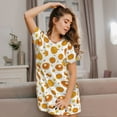 thumbnail image 3 of Fuzoiu Pumpkin Maple Leaves Print Women Nightgowns, Soft Comfy Lightweight Short Sleeves Sleepwear,Crew Neck Loungewear, 3 of 6