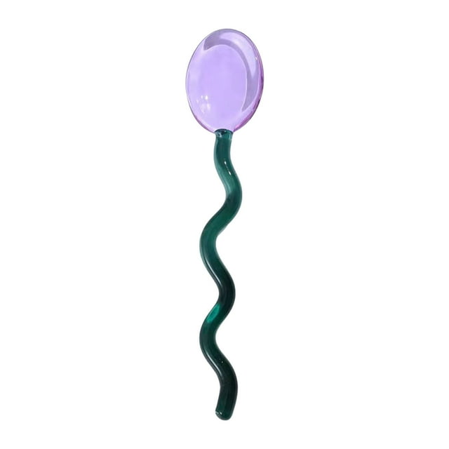PRETXORVE Colorful Transparent Glass Coffee and Dessert Spoons Arched Wave Handles High-Profile Flatware