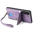 thumbnail image 7 of Nalacover for Samsung A34 5G, Slim Case Wallet with Credit Card Holder, Back Flip Premium Leather Magnetic Clasp Kickstand Wirst Hand Strap Shockproof Cover, Purple, 7 of 7