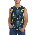 thumbnail image 2 of Lsque Space and Animals Print Men's Cotton Blend Sleeveless Muscle Shirts (S-3XL)- Moisture Wicking, Odor Protection, UPF 30+,3X-Large, 2 of 8