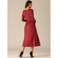 thumbnail image 4 of DARING DIVA Long Sleeve Round Neck Midi Dress S Wine Red, 4 of 5