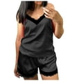 thumbnail image 2 of LSLJS Ensemble Deux Pièces pour Femmes en Dentelle Satinée, Camisole à Bretelles, Hauts, Shorts, Pyjama, Ensembles de Lingerie, 2 of 8