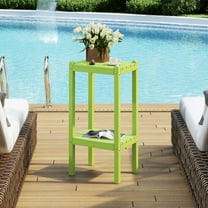 Costaelm Paradise 36" Outdoor Adirondack HDPE 2-Tier Patio Side Table, Lime