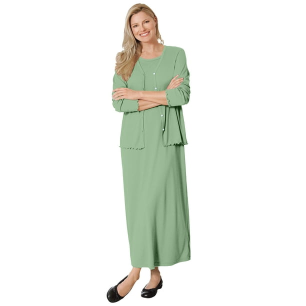 Woman Within Women's Plus Size Lettuce Trim Knit Jacket Dress Jacket