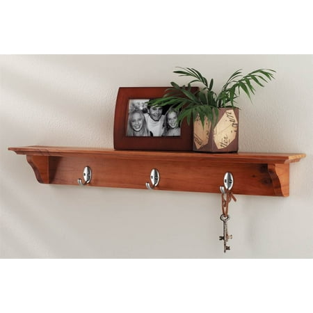 west oak yorkies traditional shelf w oak finish 3 metal hooks walmart west oak yorkies traditional shelf w oak finish 3 metal hooks walmart