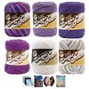 Variety Assortment Lily Sugar'n Cream Yarn 100 Percent Cotton Solids and Ombres (6-Pack) Medium Number 4 Worsted Bundle with 4 Patterns (Purple Set)