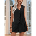 thumbnail image 6 of V-Neck Button-Decorated Vest Shorts Short Two-Piece Suit, 6 of 7