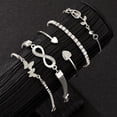 thumbnail image 4 of SmartBy 5Pcs/Set Women Stackable Rhinestone Bracelets Alloy Tulip Butterfly Bracelets Layered Cuff Chain Bracelets Jewelry for Party Dating, 4 of 6