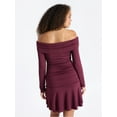 thumbnail image 3 of No Boundaries Off-The-Shoulder Mini Dress with Long Sleeves, Women's, 3 of 5