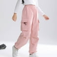 thumbnail image 2 of AherBiu Teen Girls Clothes Cargo Pants Elasic High Waisted Cinch Bottom Trousers Hiking Pants with Pockets, 2 of 4