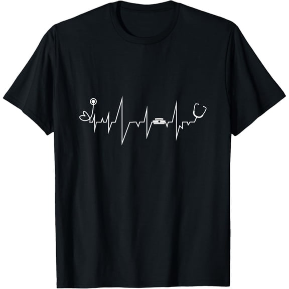 Stethoscope Essential Worker Night Shift Healthcare Nurse T-ShirtMen and women, Black T-shirt, size: Extra large