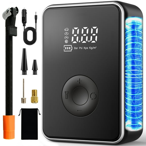 KIVDIT Cordless Tire Inflator Portable Air Compressor,150 PSI Air Pump for Car Tires,with Digital Pressure Gauge,Automatic Shutoff,LED Light