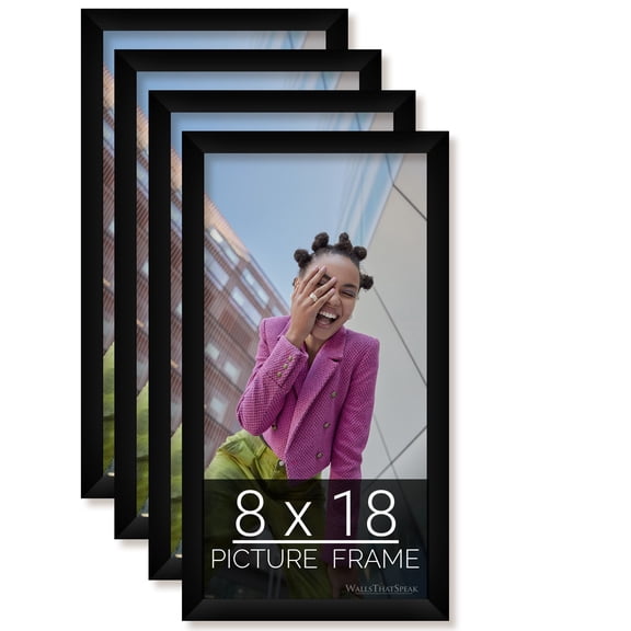 wallsthatspeak 8x18 Black Picture Frame for Puzzles Posters Photos or Artwork, Set of 4