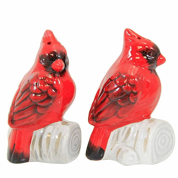 Ganz Holiday Cardinal Birds on Birch Salt and Pepper Shaker Set
