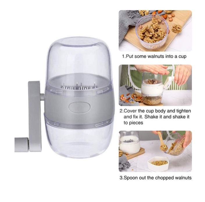 Topboutique Nut Chopper, Portable Manual Nut Grinder with Hand Crank