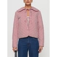 thumbnail image 3 of Michellecmm  Women's Puffer Jacket Stripe Tie-Up Front Doll Collar Quilted Coat, 3 of 9