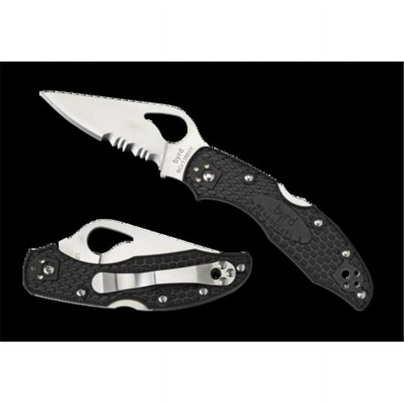 Spyderco SPY-BY04PSBN2 Byrd Meadowlark 2 FRN Partially Serrated Knives - Brown