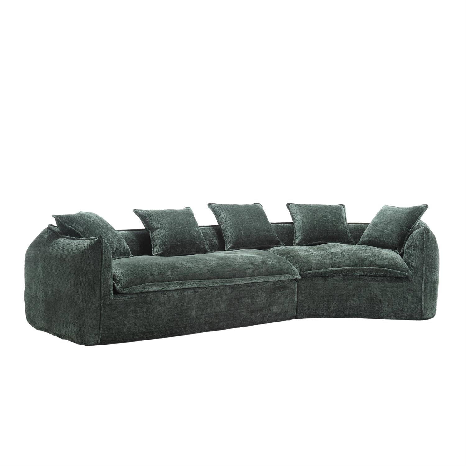 Demi Bonn 125" Modern Modular U-Shaped Sectional Sofa, Spacious 5-Seat Chenille Fabric Couch with Plush Pillows for Living Room, Minimalist Cloud-Style, Green