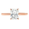thumbnail image 3 of 1 ct Radiant Cut White Sapphire Solitaire 14K Rose Gold Womens Engagement Ring, 3 of 5