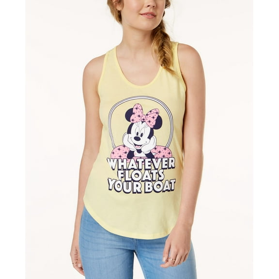 Mighty Fine Juniors Minnie Mouse Graphic Print Tank Top Yellow XL