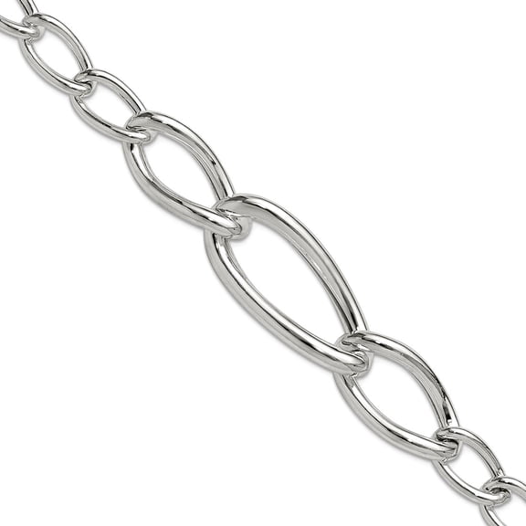 15mm 925 Sterling Silver Polished and Hollow Fancy Link With .25 In Extension Bracelet 7.5 Inch Link Bracelet for Women