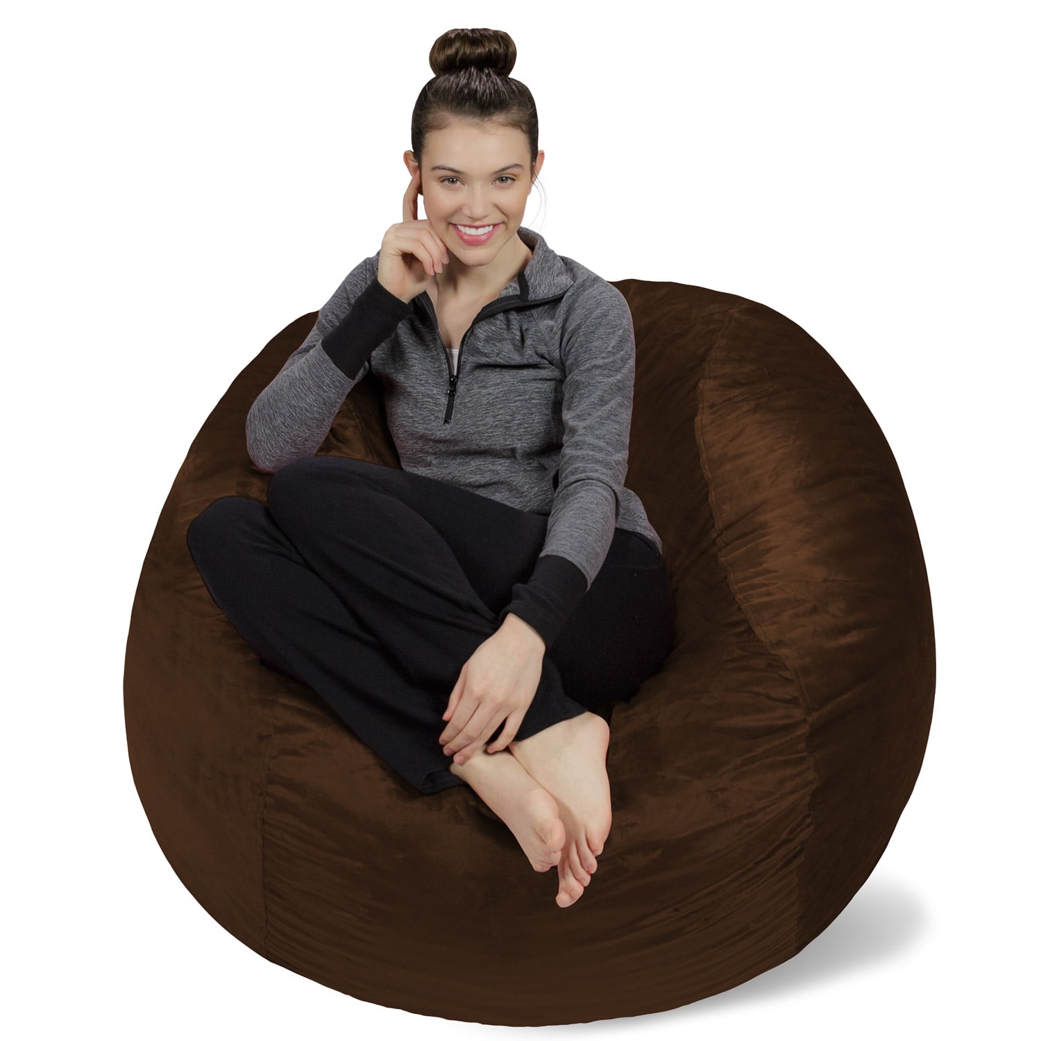 Sofa Sack Bean Bag Chair, Memory Foam Lounger with Microsuede Cover, Kids, Adults, 4 ft, Chocolate