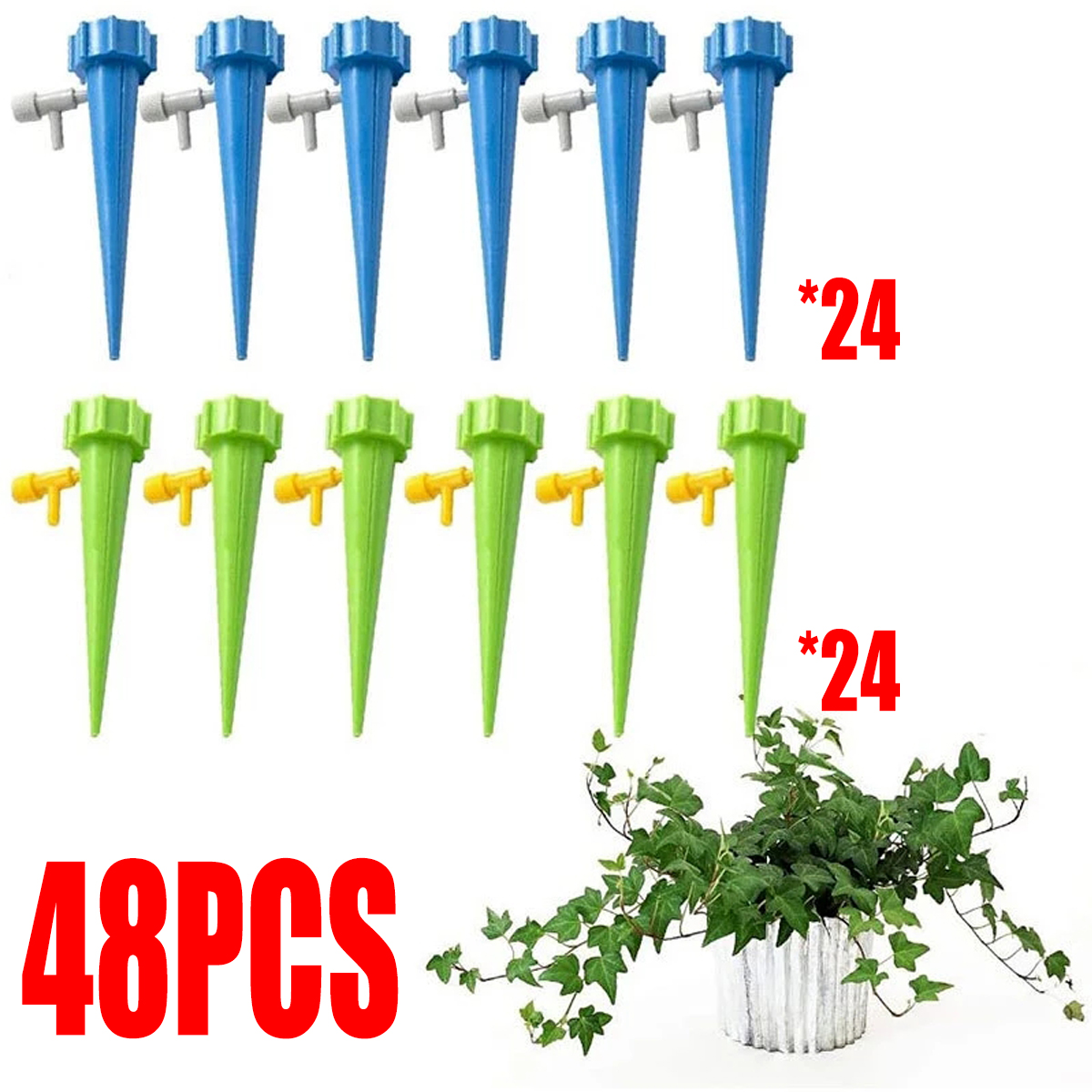 48PCS Adjustable Drip Irrigation System Stake Irrigation Drippers