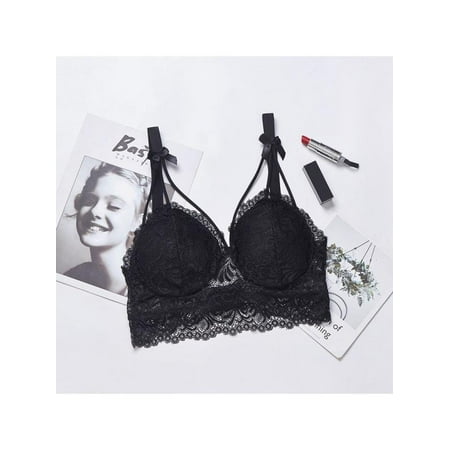 

Topumt Fashion Lace Beauty Back No Steel Ring Removable Chest Pad Camisole Bra