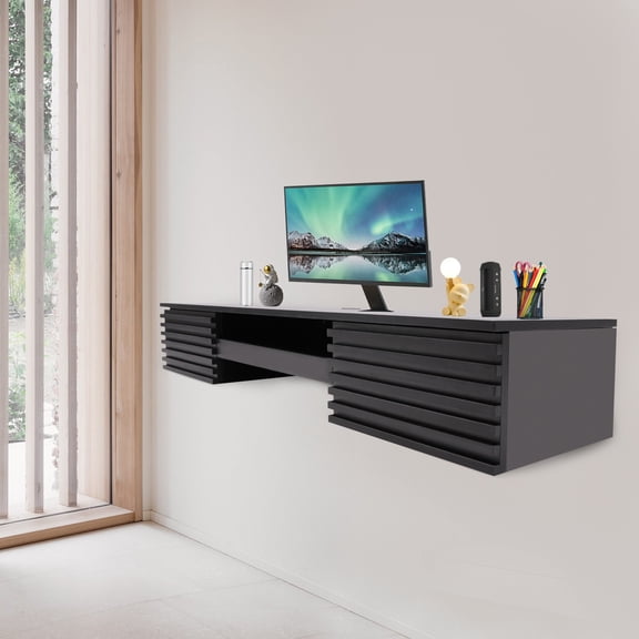 1 PCS Black Wall Mounted Desk, Wall Mounted Desk with Pull Out Drawer, Wall Organizer, Load-bearing Capacity: 54.43kg/120lbs