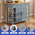 thumbnail image 2 of ModFusion 45" Kitchen Island Cart Drop Leaf Power Outlet Rolling Casters Storage Cabinet Drawers Spice Rack Gray, 2 of 9