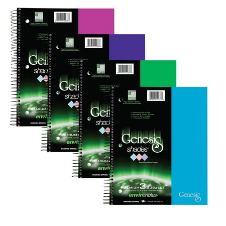 GENESIS SHADES THREE SUB 11" COLLEGE RULED W/MARGIN ASST POLY COVER