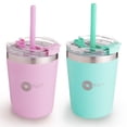 thumbnail image 1 of Set DE 2 Vasos Térmicos POPYUM Infantiles Acero Inoxidable Anti Derrame 9oz Rosa verde, 1 of 12