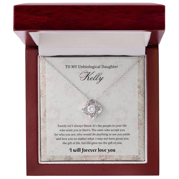 To My Unbiological Daughter Bonus Daughter Necklace, A Meaningful Necklace Perfect For Anniversaries, Birthdays, Valentine V7402, White Love Knot Necklace