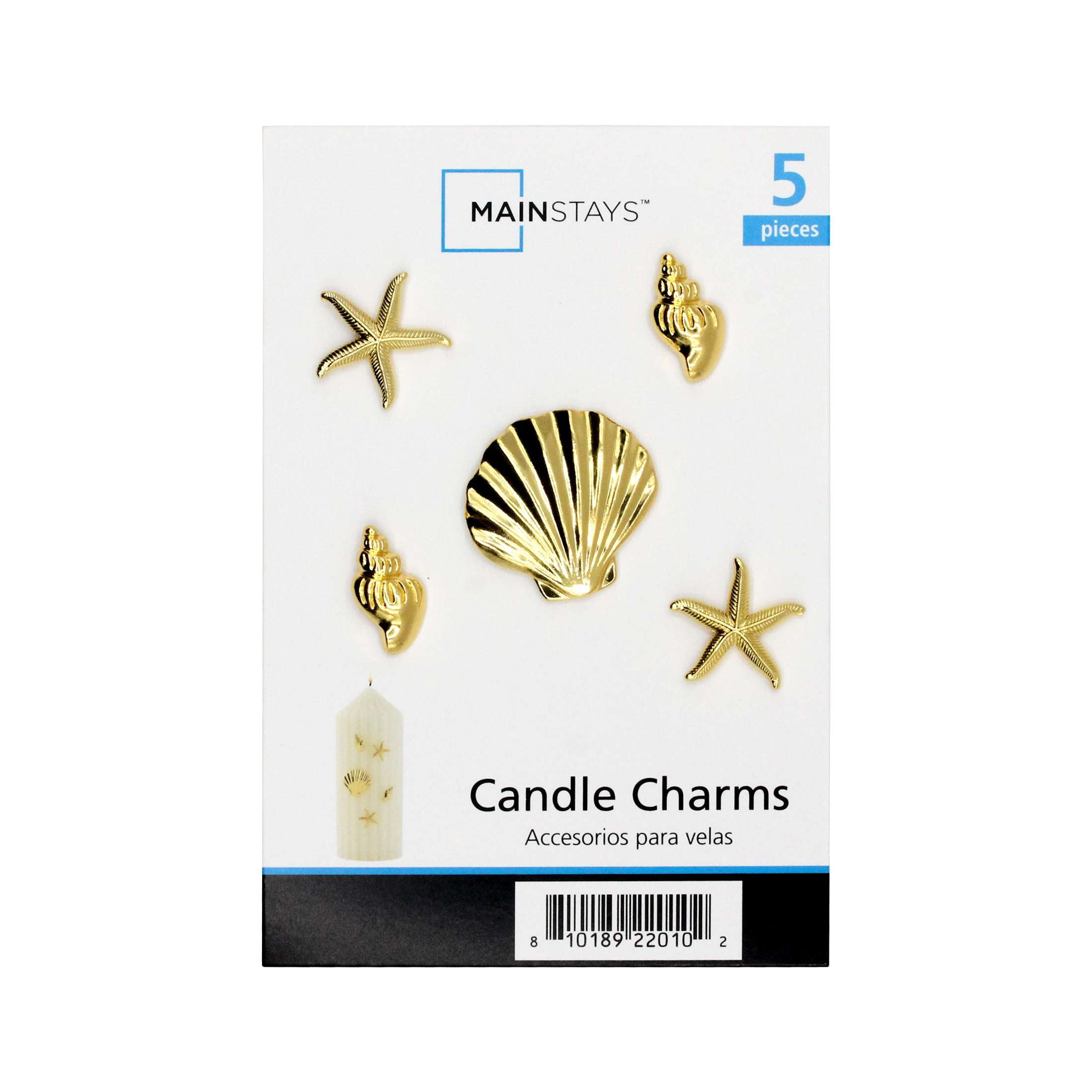 Mainstays Seashell Candle Charms 5 Piece Set for Flute, Pillar and Votive Candles