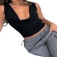 thumbnail image 1 of OUSITAID Womenacute;s Summer Mini Skinny Vest Solid Color Sleeveless Backless Deep V Neck Crop Tops, 1 of 4