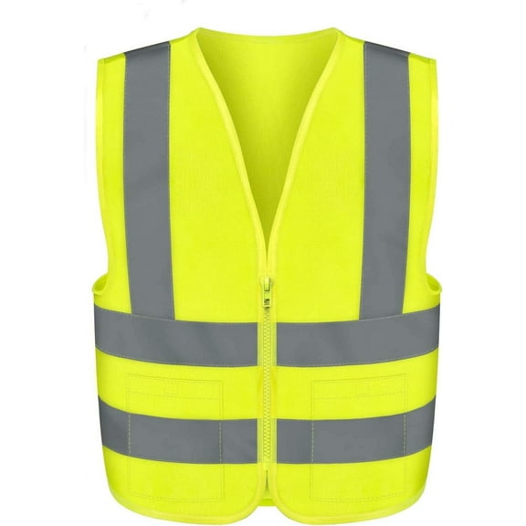 NEIKO Safety Vest, 2 Pockets, High Visibility Vest, Reflective Strips, Neon Yellow Vest, Zipper Front, Reflective Vest For Men & Women, Work Vest, Security Vest & Hi Vis (XX-Large for Adults, 53964A)