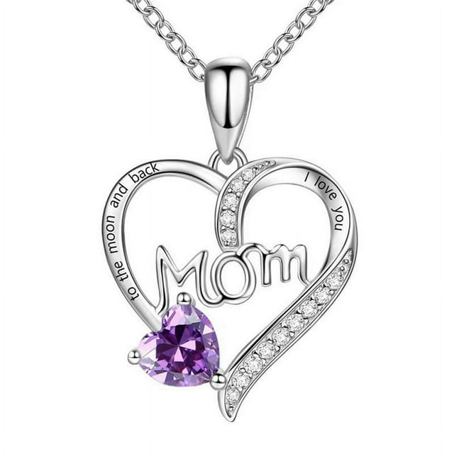 mom heart lettering necklace