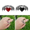 thumbnail image 2 of TIERPOP Gothic Vampire Bat Heart Wing Rings Black Red Halloween Punk Cute Ring Wedding Band Ring for Women Hip Hop Gifts, 2 of 9