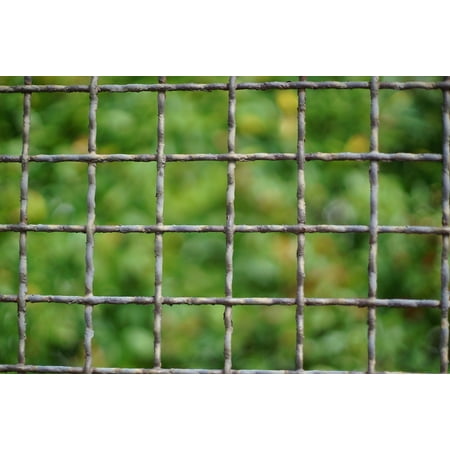 laminated poster iron old garden iron construction grid fence poster