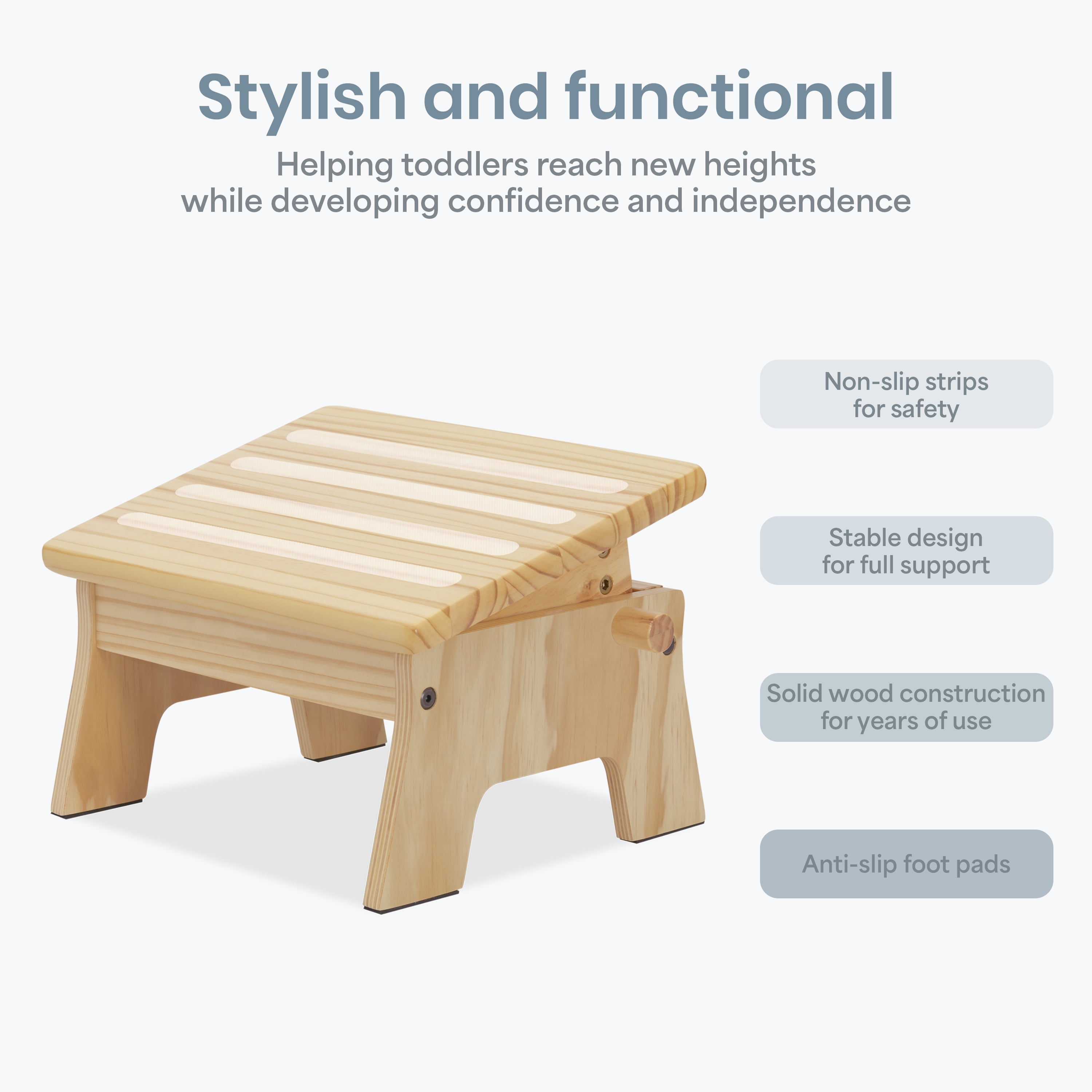 Dream On Me Ease-Up Adjustable Nursing Footrest In Natural