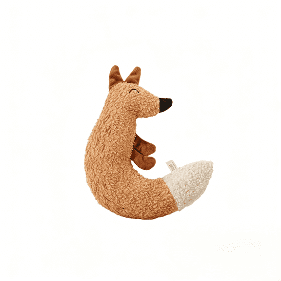 Plush Fox Dog Toy, Crinkle Squeaky Pet Toy for Small Medium Dogs, Soft Fluffy Stuffed Chew Toy for Relief & Cuddling
