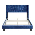 thumbnail image 3 of Boyd Sleep Valencia Blue Velvet King Size Fully Upholstered Platform Bed Frame with Adjustable Headboard, Qualified Box Spring or Foundation Required for Use, 3 of 11