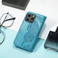 thumbnail image 7 of Feishell Wallet Case for iPhone 14 Pro 6.1 inch,Butterfly & Flower Embossed PU Leather TPU Inner Shell Magnetic Flip Stand Card Slots Shockproof Protective Phone Cover,Blue, 7 of 7
