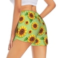 thumbnail image 4 of Picia Sunflower Leaves Pattern Women's 2 in 1 Athletic Running Shorts High Waisted Workout Casual Gym Sweat Shorts with Comfy Liner Zipper Pockets-Medium, 4 of 9