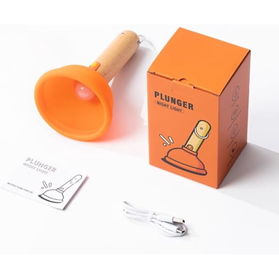 Plunger Funny Novelty Night Light - Cute Plunger Lamp Rechargeable LED Novelty Lamp with Timer, Fun Gift for Halloween, Fool's Day, Bedroom, Bathroom, Living Room