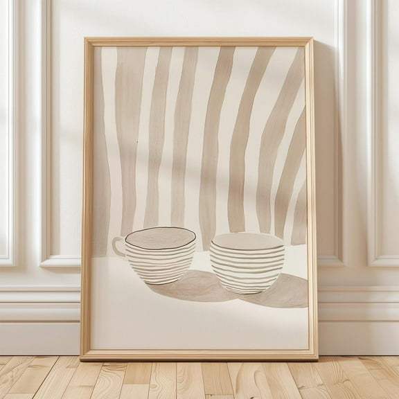 Coffee Lover Minimalist Print, Coffee Cups Wall Art, Minimalist Neutral Kitchen Decor Print, Warm Beige Print Wall Art, Modern Wall Decor, 8x12 UNFRAMED